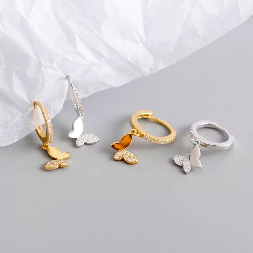 Authentic Sterling Silver Butterfly Huggies Earrings
